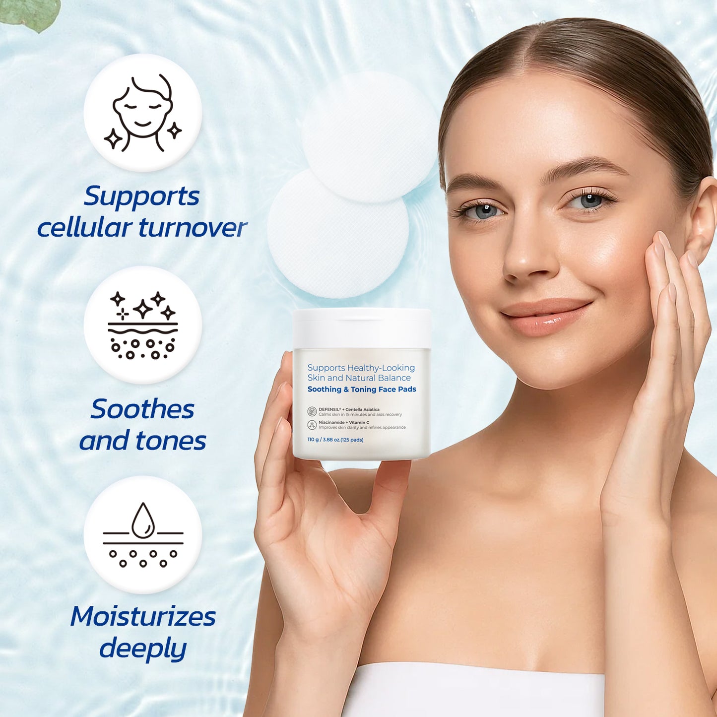 Facial Toner Pads, 110g / 3.88 oz. (125 pads)